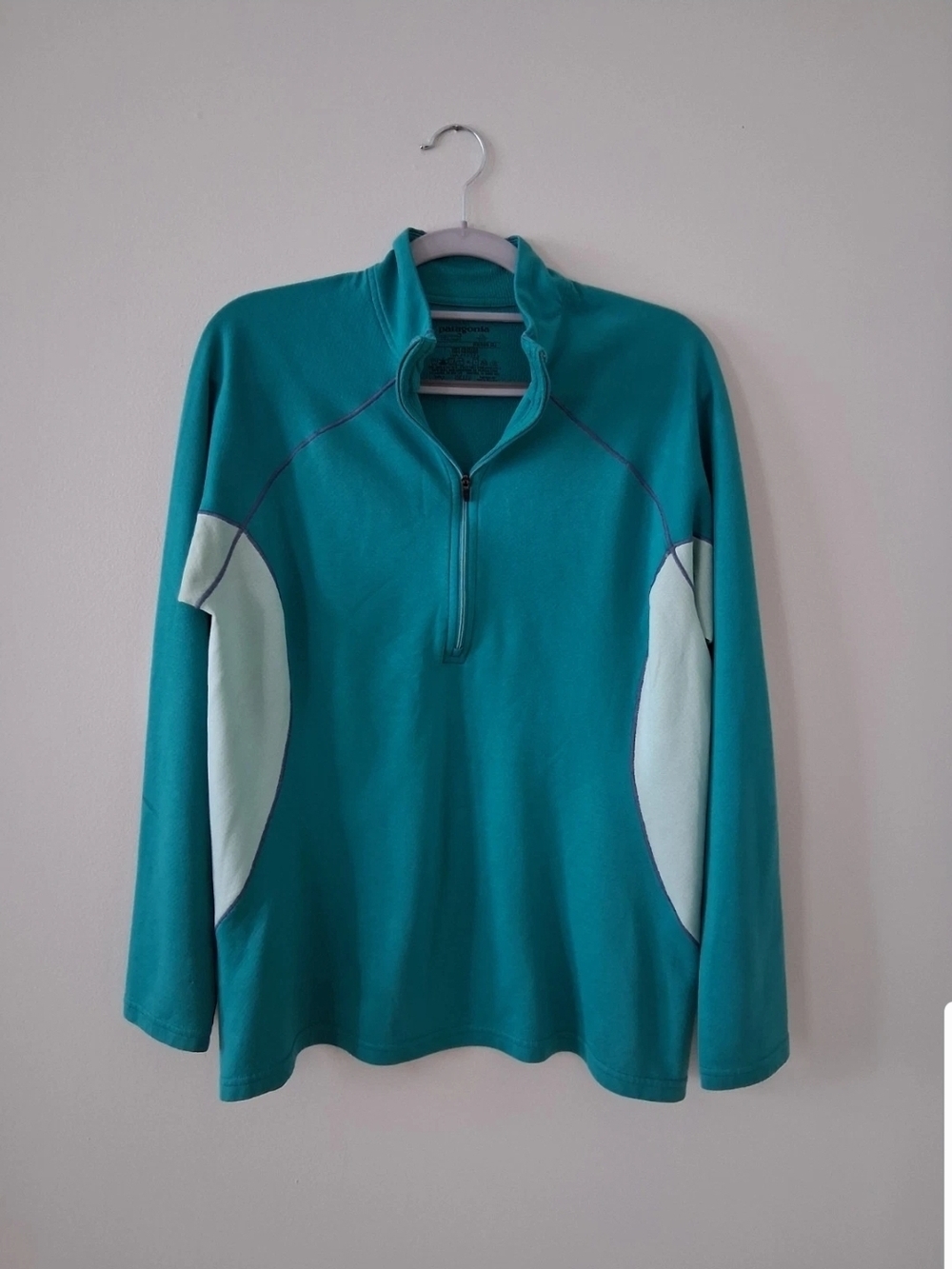 Patagonia Women's Long Sleeve Lightweight Pullover Shirt, 1/4zip, Teal, Sz Lg